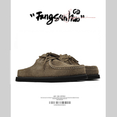 方三火夏季 男女外穿 反绒皮厚底懒人包头半拖鞋 复古包头拖鞋 勃肯鞋