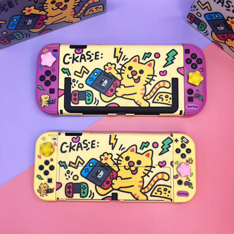 悠阔原创电玩猫咪Switch NS保护套卡通oled磨砂保护壳NS2硬软手柄,电玩/配件/游戏/攻略,switch保护壳套,淘宝优惠券,粉丝福利购,淘宝优惠卷