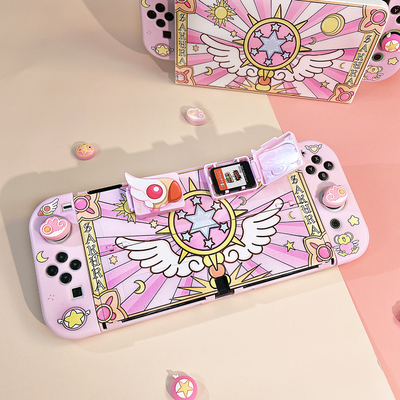 奇乐 switch保护套switchOLED保护壳硬软柄小樱魔法卡盒底座手柄