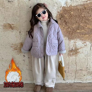 女童冬季棉服2025新款韩系洋气轻薄短款外套女宝百搭加厚保暖棉衣