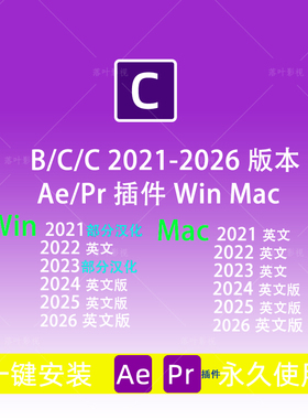 AE/PR插件 BCC 2023(Win部分汉化)-2026(英文版) v18.0.3一起打包