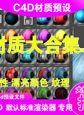 (18) C4D材质球预设 Cinema 4D Droid Texture Pack2 c4d材质标准