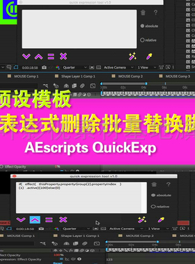 y29-  中文版 AE表达式删除批量替换脚本AEscripts QuickExp