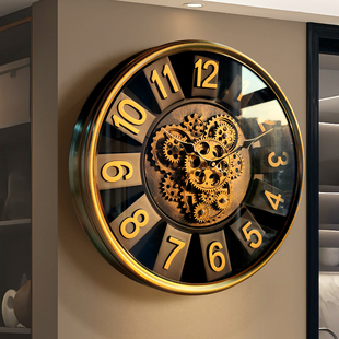 复古创意客厅挂钟2025新款 高级家用高端中古风齿轮时钟表挂墙轻奢