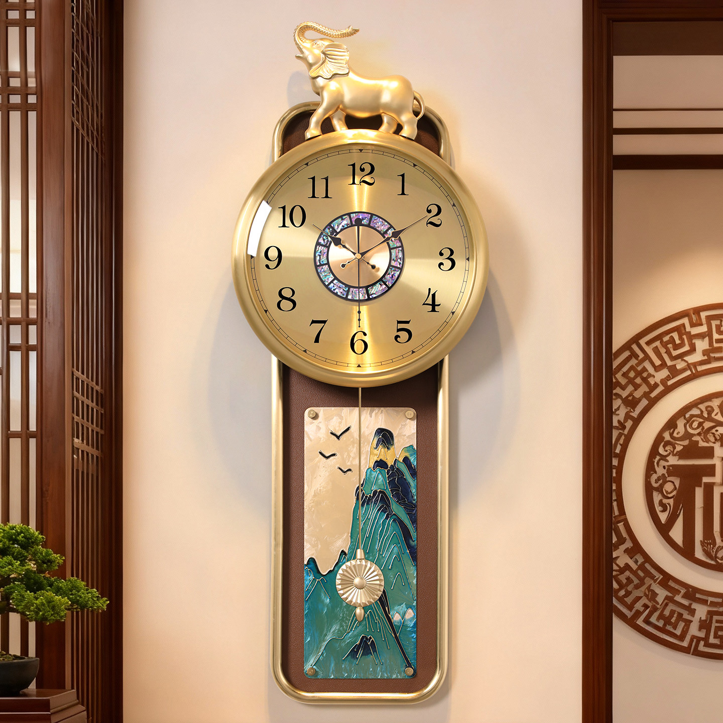 【珐琅彩工艺】新中式轻奢挂钟