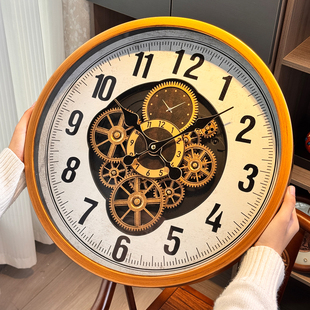 复古机械齿轮挂钟家用客厅2025新款 轻奢高端高级感创意时钟表挂墙