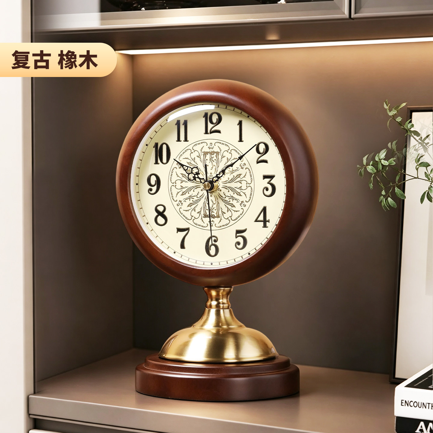 复古轻奢欧式实木静音座钟图片