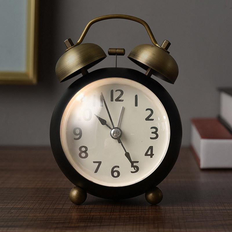 复古轻奢大铃声闹钟卧室床头叫醒神器学生专用简约时尚儿童小闹铃