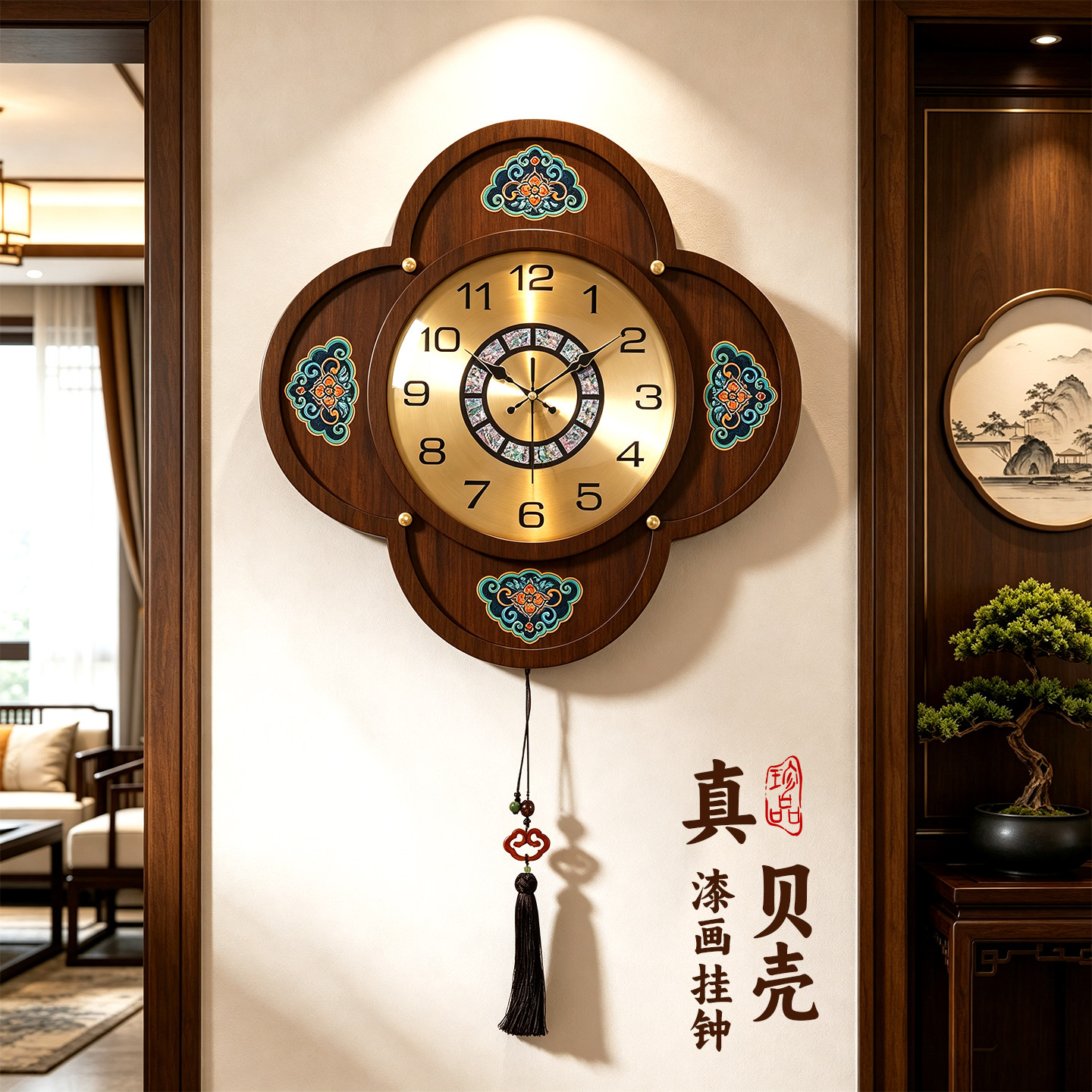 【非遗漆画工艺】新中式挂钟