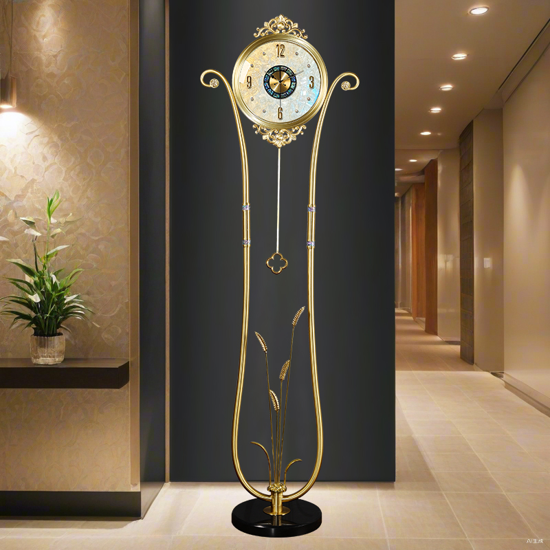 轻奢高档家用黄铜落地钟