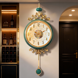 欧式轻奢贝壳挂钟客厅2026新款高级感高端大气法式创意时钟表挂墙