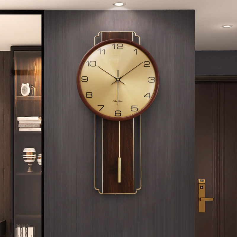 新中式挂钟d2023新款餐厅网红钟表客厅高档创意时钟石英钟装饰挂