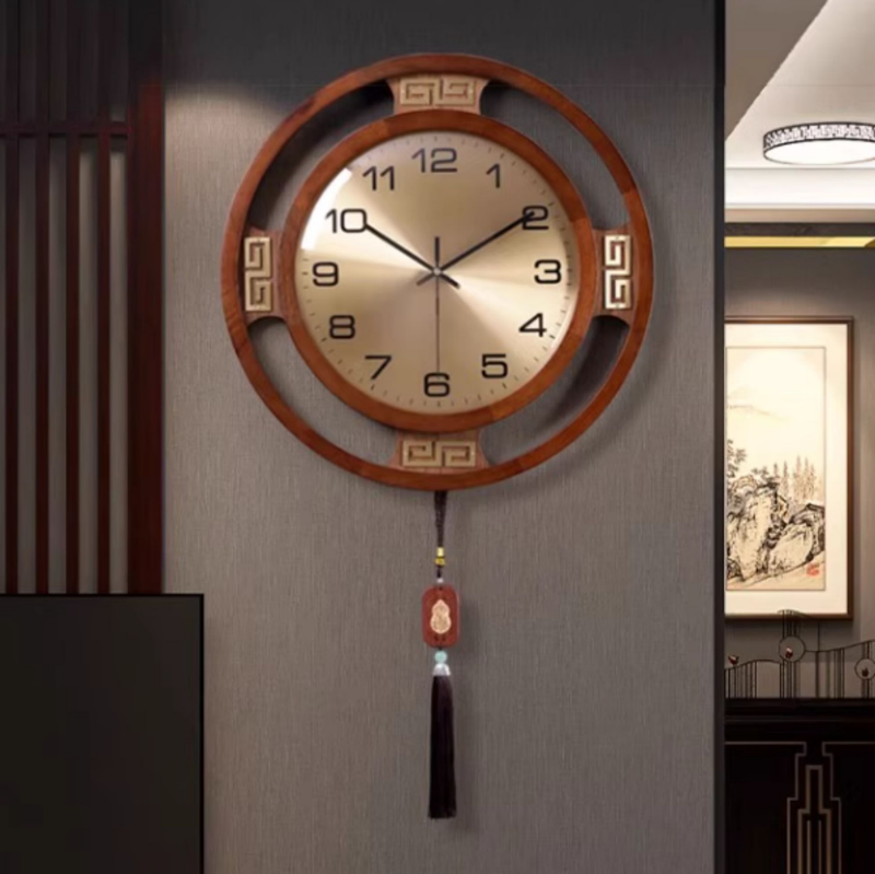 中式客厅用】实木新中式时尚挂钟