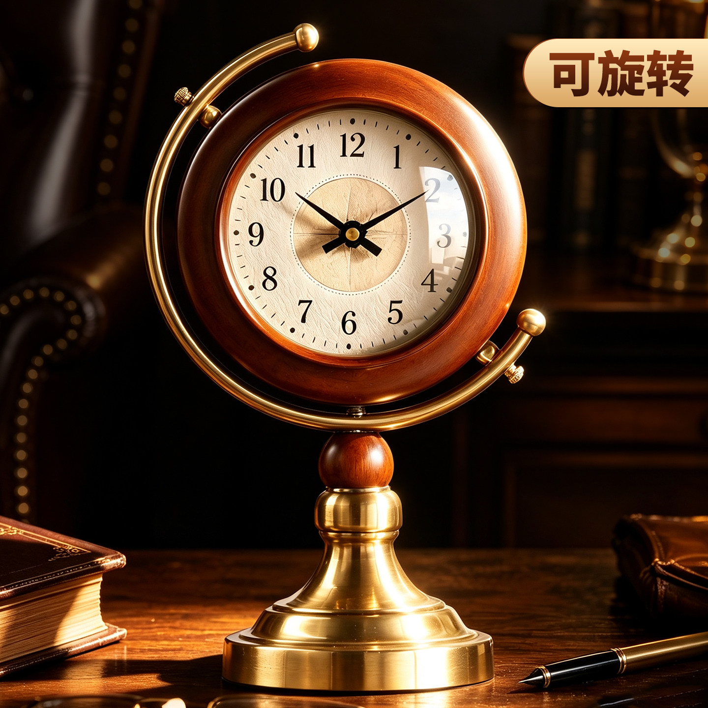 美式复古座钟精致台钟摆钟摆放式