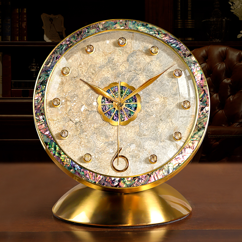 天然贝壳！360度旋转高级感台钟