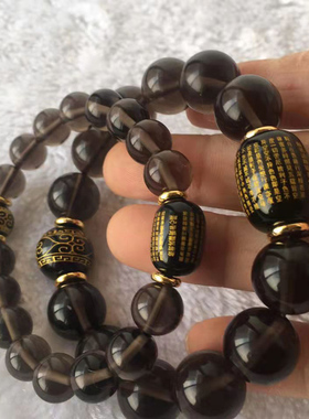 新款冰种黑曜石手链 冰耀手链心经佛珠 民族风