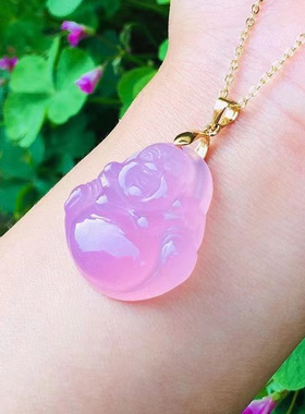 新款冰种粉玉髓笑佛吊坠 绿玉髓红玛瑙弥勒佛吊坠 、