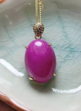 舒俱来玉石吊坠鹅蛋款式 粉色玉石镶嵌蛋形玉项链 气质百搭