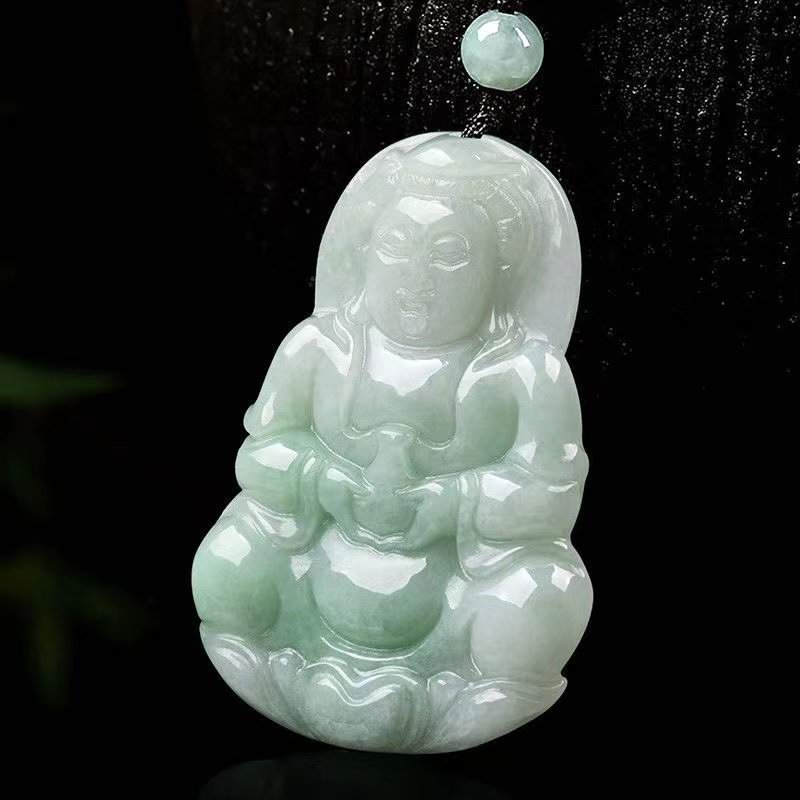 天然翡翠观音玉坠玉石吊坠a货翡项坠/吊坠