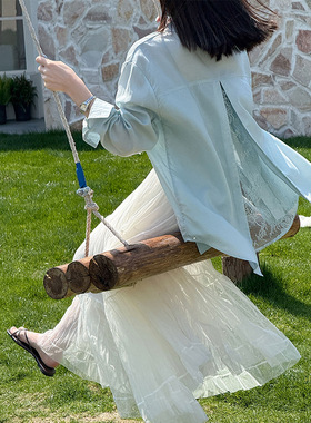 2026春夏新款韩系纯色衬衫女外套背后蕾丝翻领宽松显瘦仙气上衣