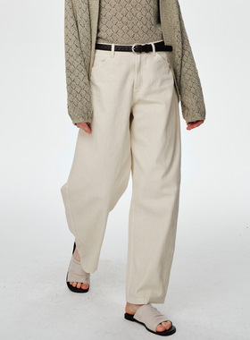 COMOS CMS2026新款杏色低腰女士直筒百搭牛仔阔腿裤子女春季长裤