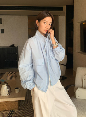 THE MIND 韩系工装风立领抽绳女防晒衣2026春季新款简约休闲外套