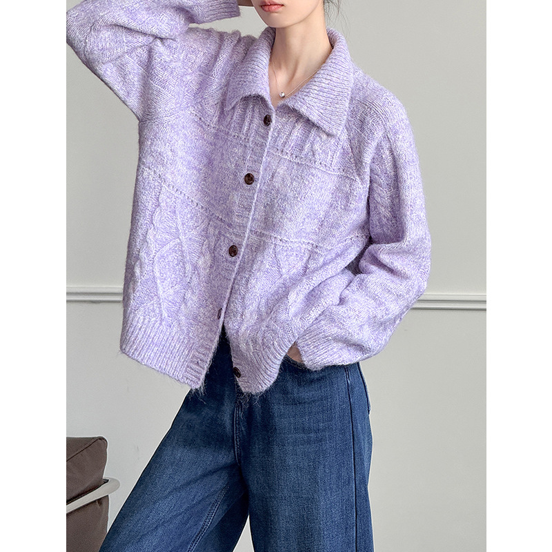 橘芷韩版时尚百搭显瘦设计感女毛衫冬新款休闲洋气上衣开衫毛衣