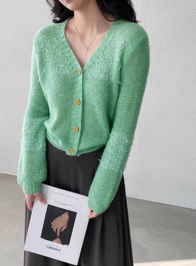 2026早春新款韩系薄款针织开衫法式温柔外搭软糯毛衣女士外套上衣