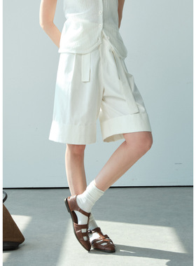 NEIHE内赫2026年A字显瘦外卷边简约五分休闲短裤子女春夏新款中裤