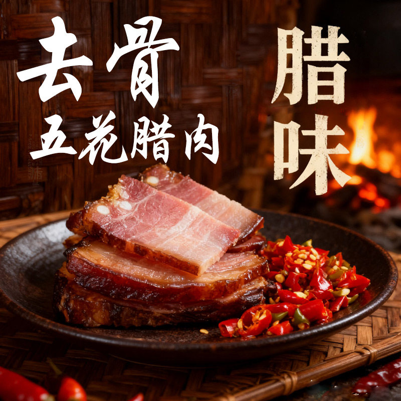 云南农家自制柴火熏肉腌肉非贵州湖南特产咸肉猪五花后腿腊肉