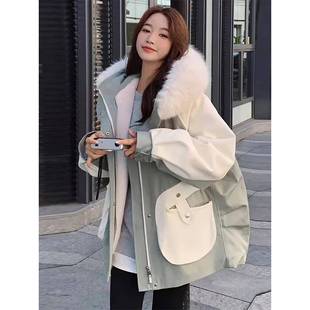 特大码 宽松显瘦棉衣外套女白绿色加绒加厚设计感保暖上衣 胖mm韩版