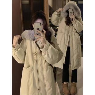 棉袄 气质百搭连帽棉服外套女胖mm加厚保暖过膝长款 300斤大码 女装