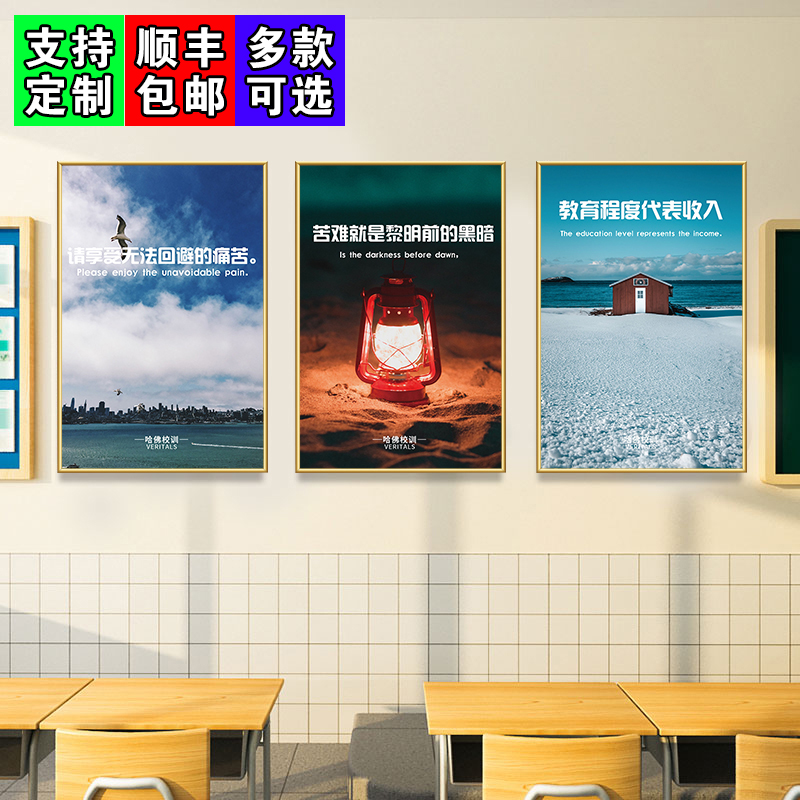 哈佛大学校训励志标语装饰挂画高中考研激励海报教室宿舍墙面贴画图片