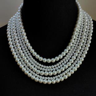 高贵奢华夸张珍珠琉璃项链毛衣链新款vintage孤品青岛饰品霸多层