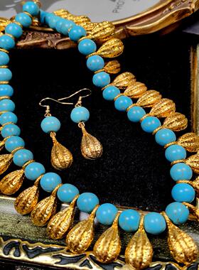 绿松石珍珠复古项链套装