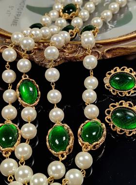 复古叠带绿色vintage轻奢毛衣链