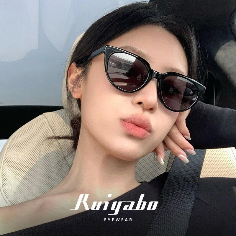 新款板材猫眼墨镜女款高级感复古小框小脸UV400防紫外线太阳眼镜