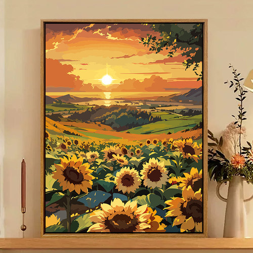 治愈向日葵数字油画diy