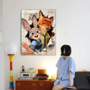 疯狂动物城2尼克朱迪数字油画diy手工填涂色卡通动漫周边装 饰挂画