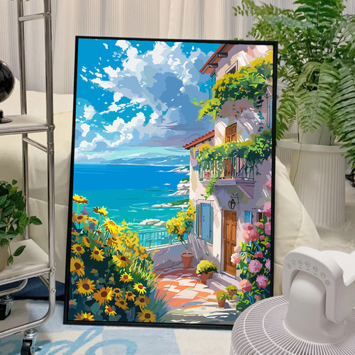 宫崎骏的夏天风景diy数字油画