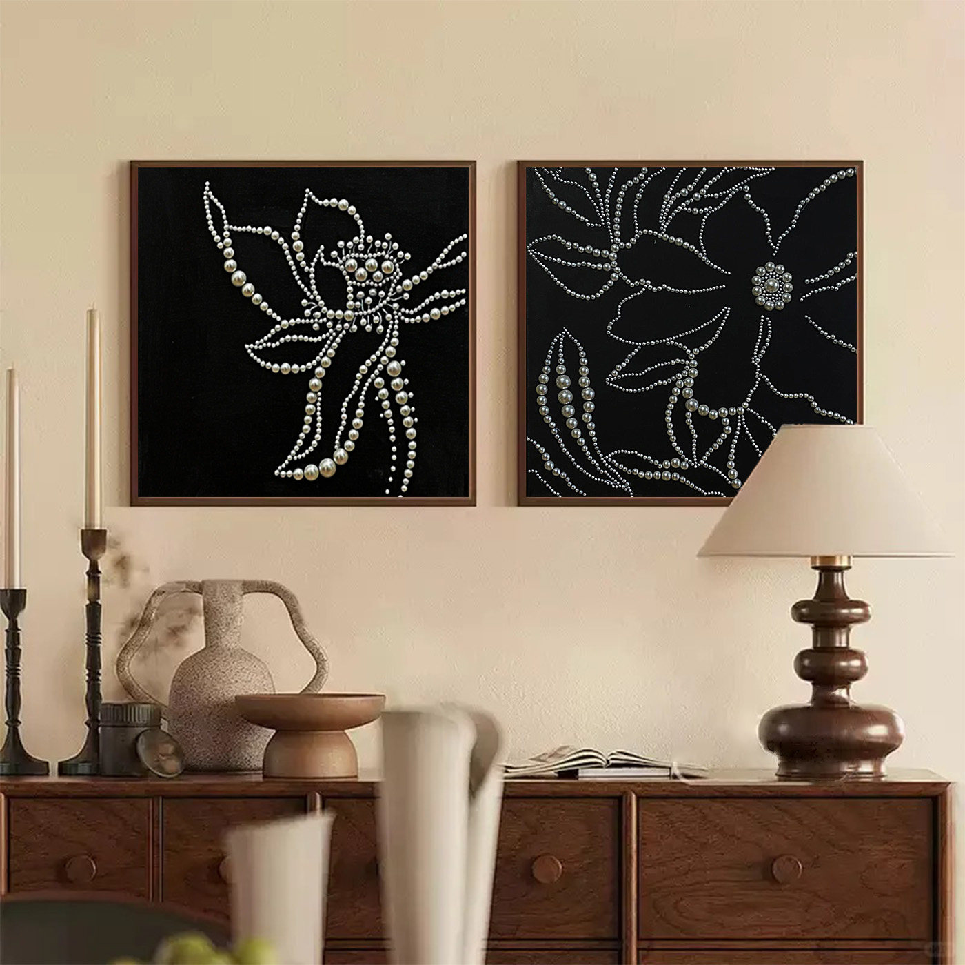 高级感莲荷花卉珍珠画数字油画手工diy材料包烟花客厅摆件装饰画,家居饰品,DIY/数字油画,淘宝优惠券,粉丝福利购,淘宝优惠卷