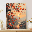 饰画 涂色手绘丙烯油彩装 新中式 柿柿如意数字油画diy填充2025新款