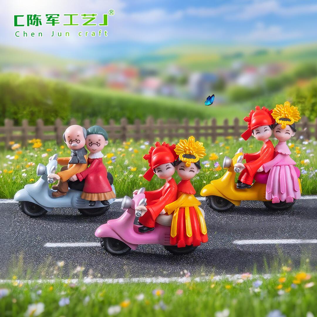 新款创意古装国风摩托车情侣公仔