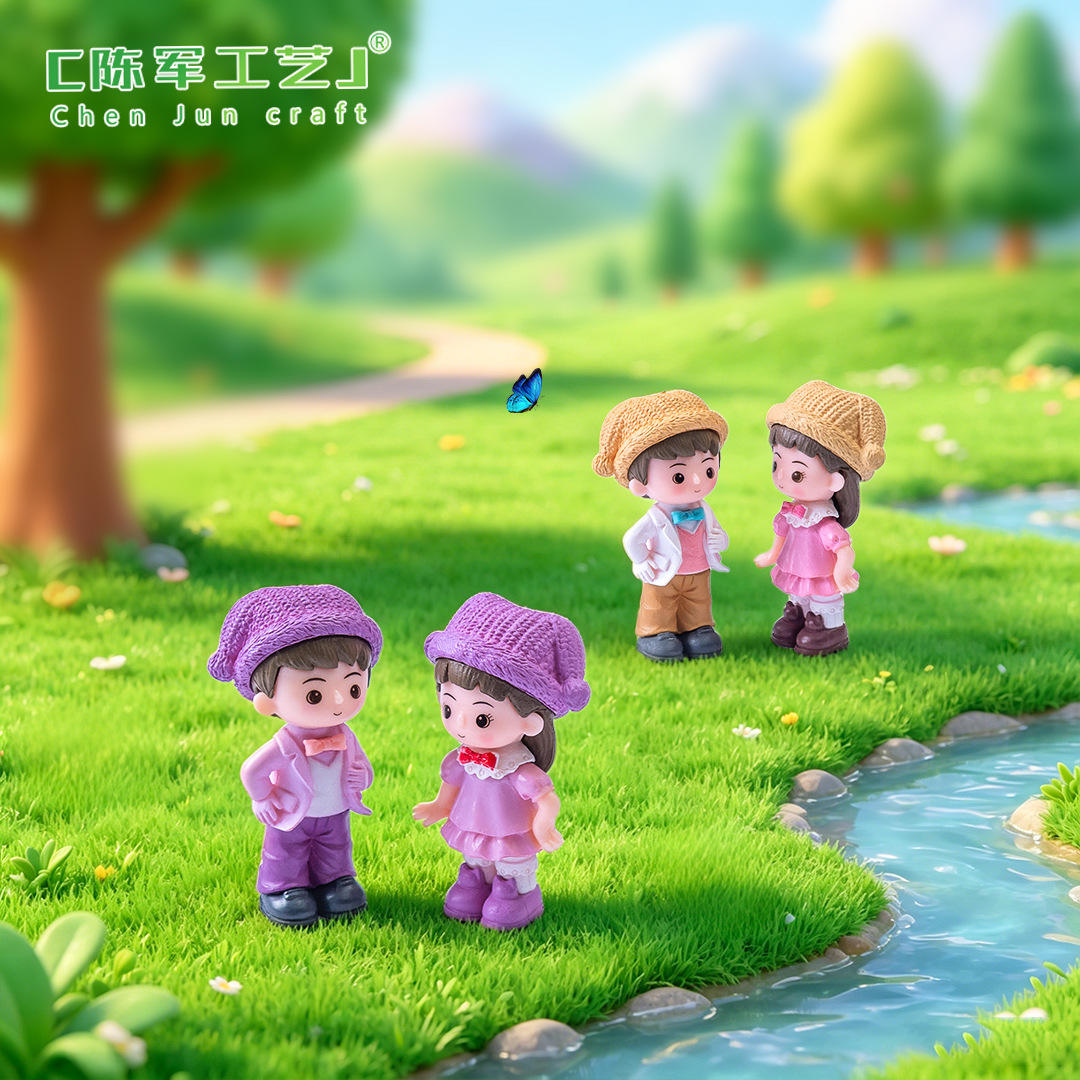 小丑帽情侣苔藓微景观PVC品小摆