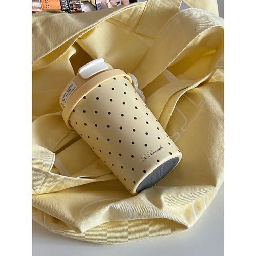 复古波点高级感小巧便携保温杯