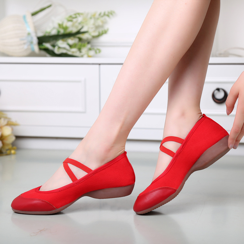 紫米雪广场舞鞋帆布透气布鞋舞蹈鞋软底女牛津软底跳舞鞋