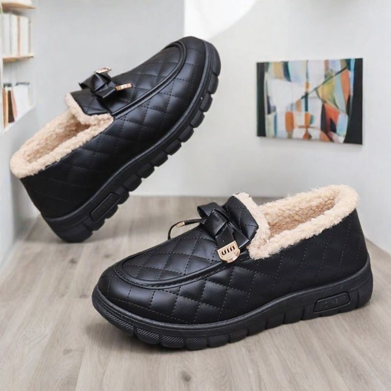 老北京女豆豆棉鞋冬季女软底防滑加绒保暖妈妈鞋防水皮面棉鞋健步