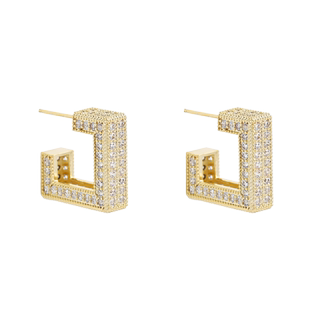 轻奢高级感密钻锆石几何图形耳钉耳环简约精致时髦酷潮耳饰