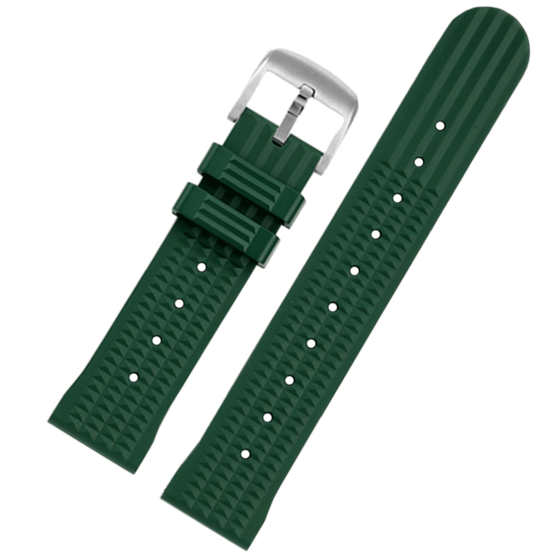 适配Mido美度舵手硅胶表带TV电视M049.526系列黑绿色防水配件22mm