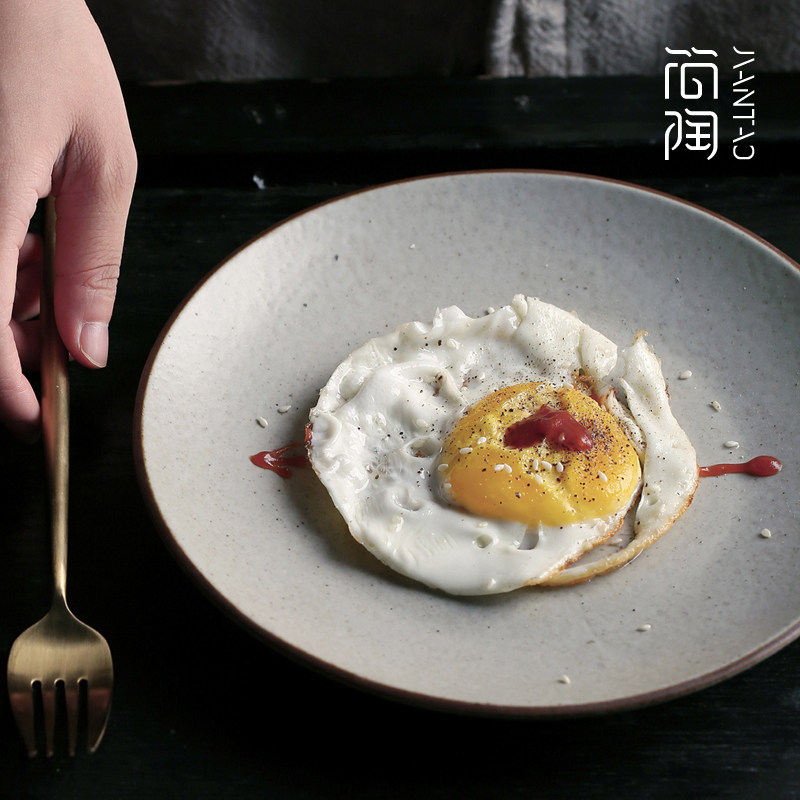 日式陶瓷西餐盘牛排盘创意复古平盘意面盘沙拉盘早餐盘菜盘子家用,餐饮具,盘,淘宝优惠券,粉丝福利购,淘宝优惠卷